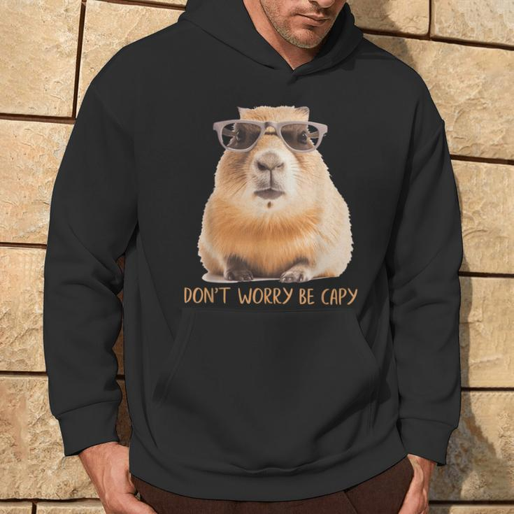 Retro Rodent Capybara Dont Worry Be Capy Hoodie Lifestyle