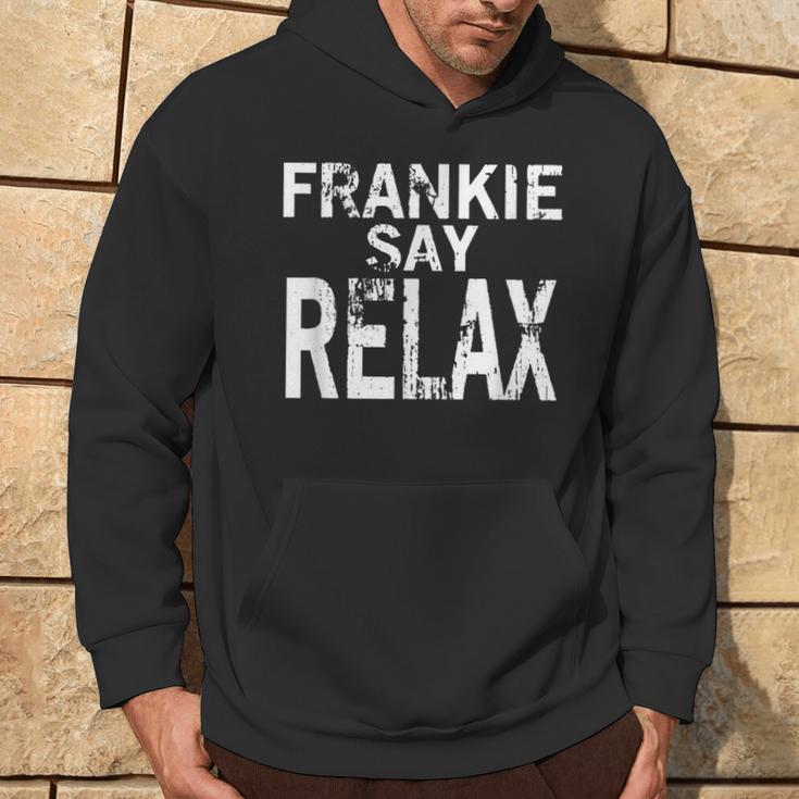 Retro-Stil Frankie Say Relax Schwarzes Hoodie, 80er Jahre Musik Fan Tee Lebensstil