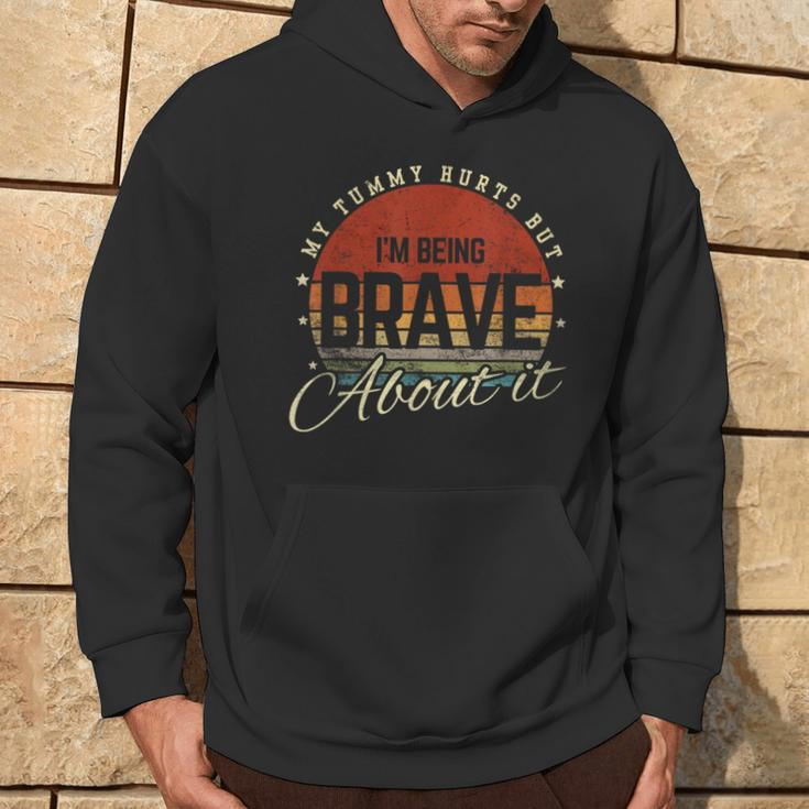 Retro Sunset My Tummy Hurts But I'm Being Brave About It Hoodie Lifestyle