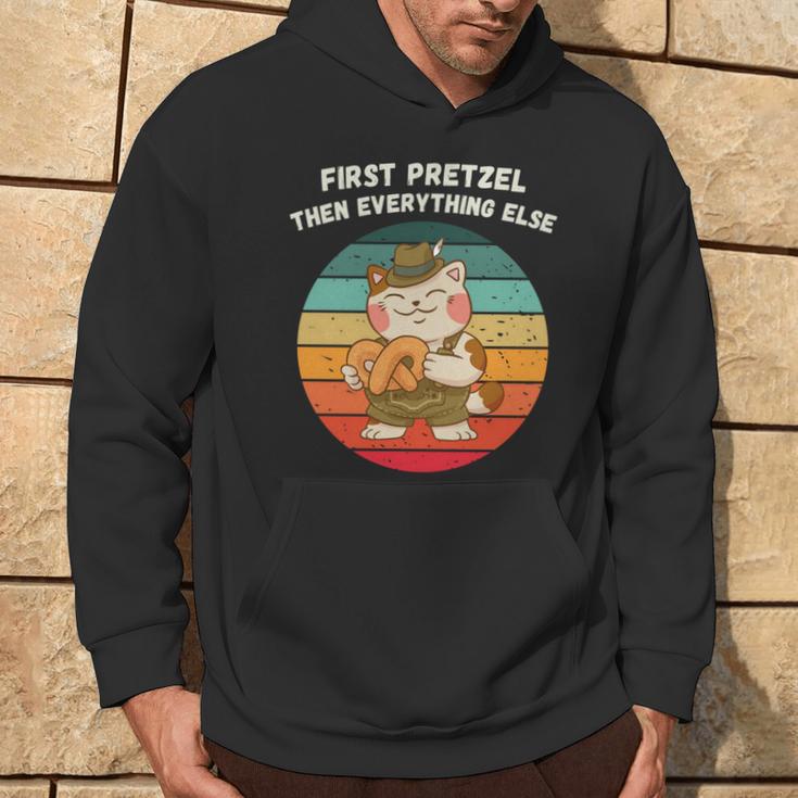 Retro Süße Katze Erste Brezel Dann Alles Andere Hoodie Lebensstil