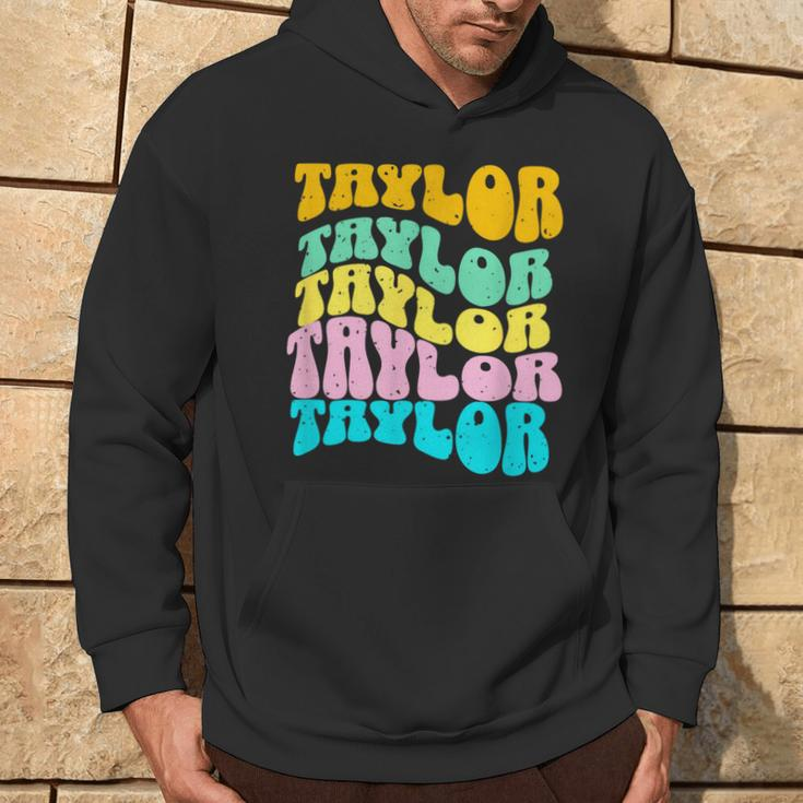 Retro Taylor First Name Girls Name Personalized Groovy Hoodie Lifestyle