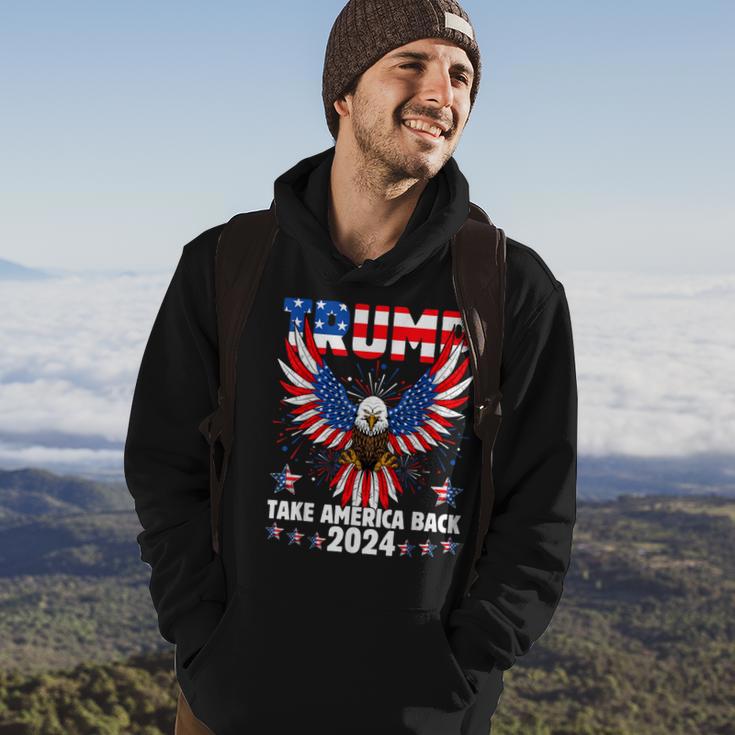 Retro Trump 2024 Take America Back American Flag Trump 2024 Hoodie Lifestyle