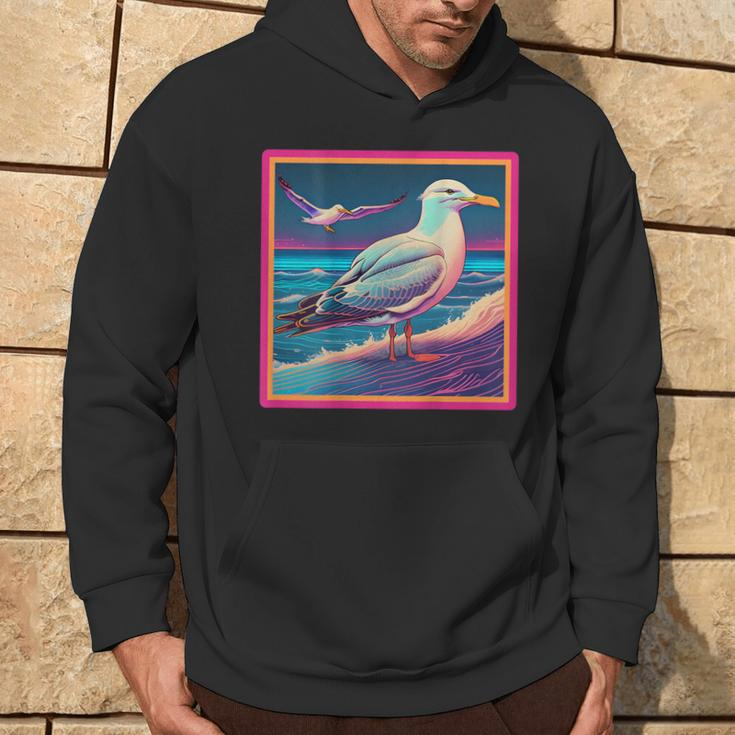Retro Vaporwave Seagull Hoodie Lifestyle