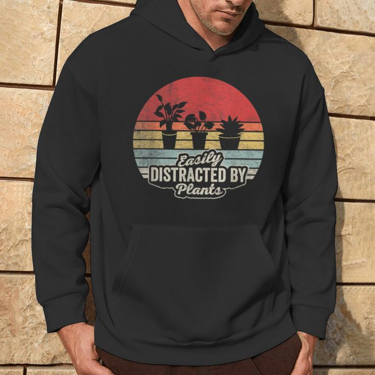 Retro Vintage Easily Distracted By Plants Gardening Hoodie Lifestyle