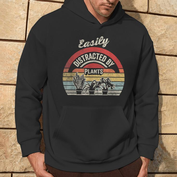 Retro Vintage Easily Distracted By Plants Gardening Hoodie Lifestyle