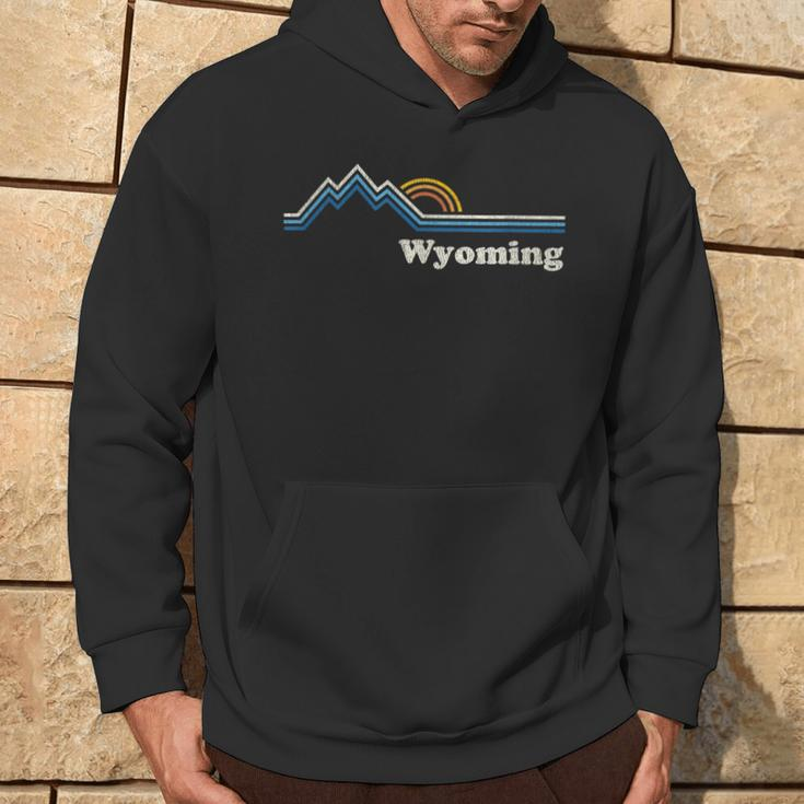 Retro WyomingVintage Sunrise Mountains Hoodie Lifestyle