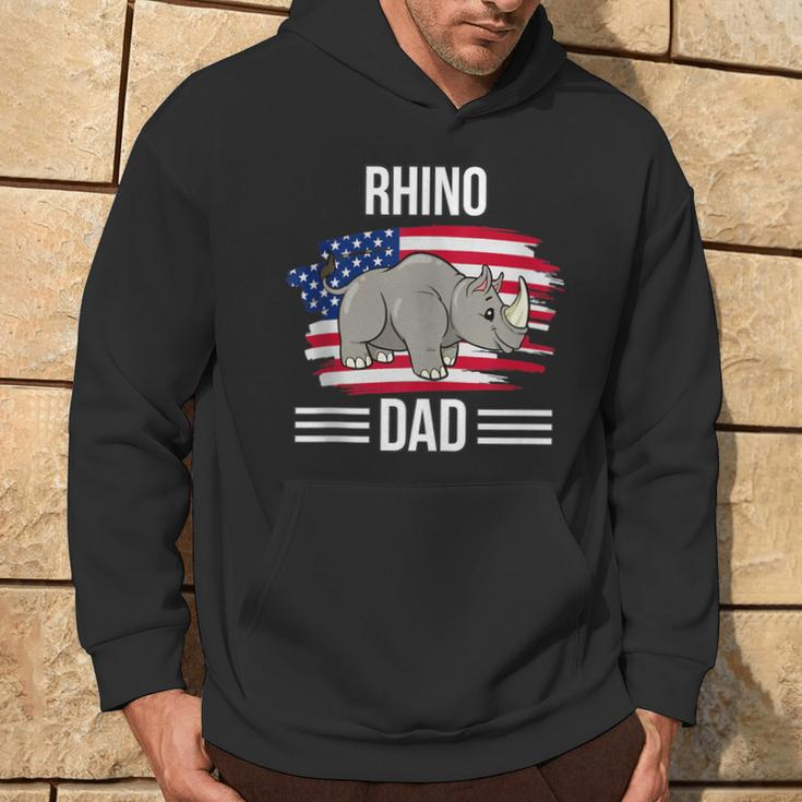 Rhinoceros Us Flag 4Th Of July Father's Day Rhino Dad Hoodie Lifestyle