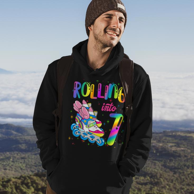 Rolling Into 7 Years Let's Roll I'm Turning 7 Roller Skate Hoodie Lifestyle