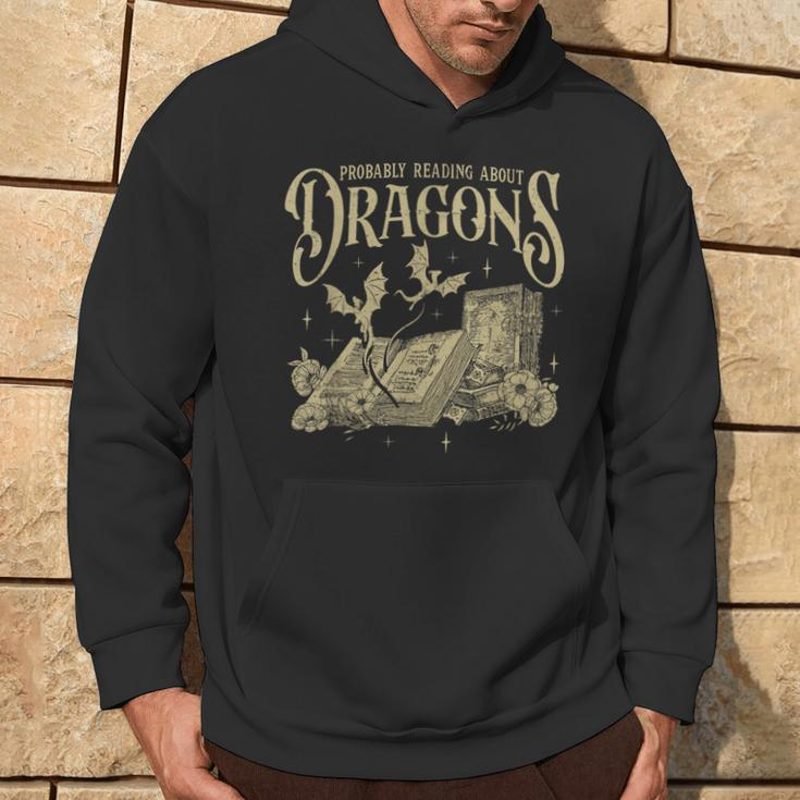Romantasy Reader Book Reading Probably Reading About Dragons Hoodie Lifestyle