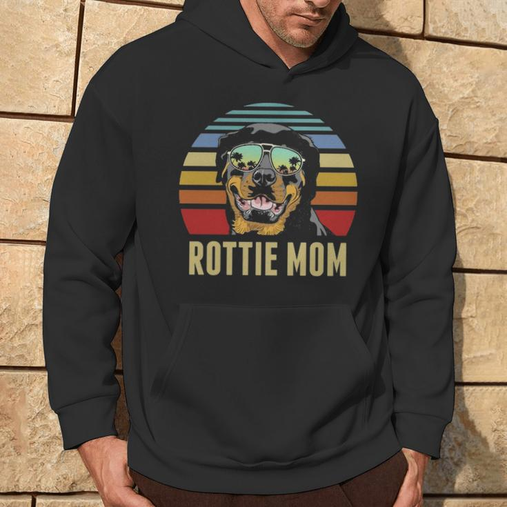 Rottie Mom Rottweiler Dog Vintage Retro Sunset Beach Vibe Hoodie Lifestyle