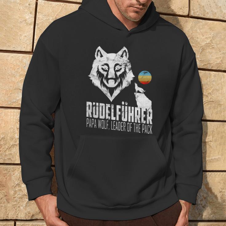 Rudelführer Wolf Head Father's Day Rudel Dadintage Dad Wolf Kapuzenpullover Lebensstil