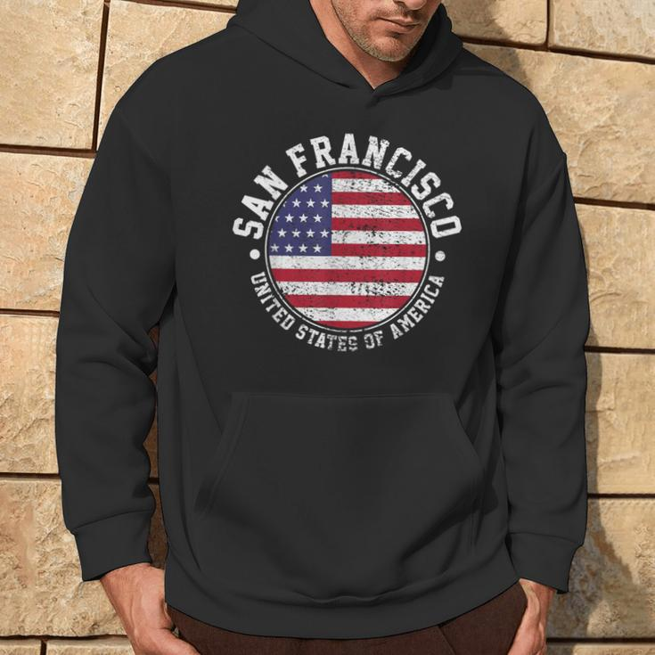 San Francisco USA-Flaggen-Design Schwarz Hoodie, Städteliebe Mode Lebensstil