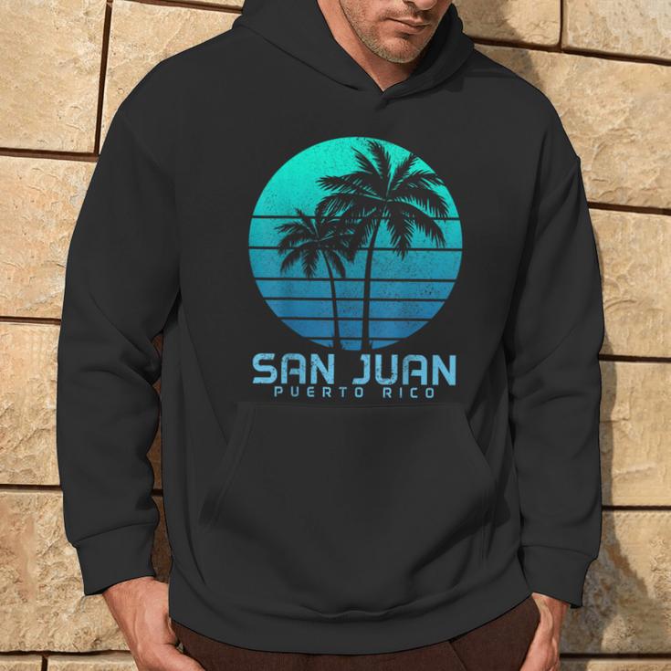 San Juan Puerto Rico Vintage Palm Trees Beach Souvenir Pride Hoodie Lifestyle