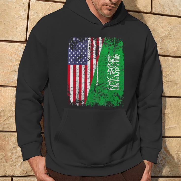 Saudi Arabian Roots Half American Flag Saudi Arabia Flag Hoodie Lifestyle