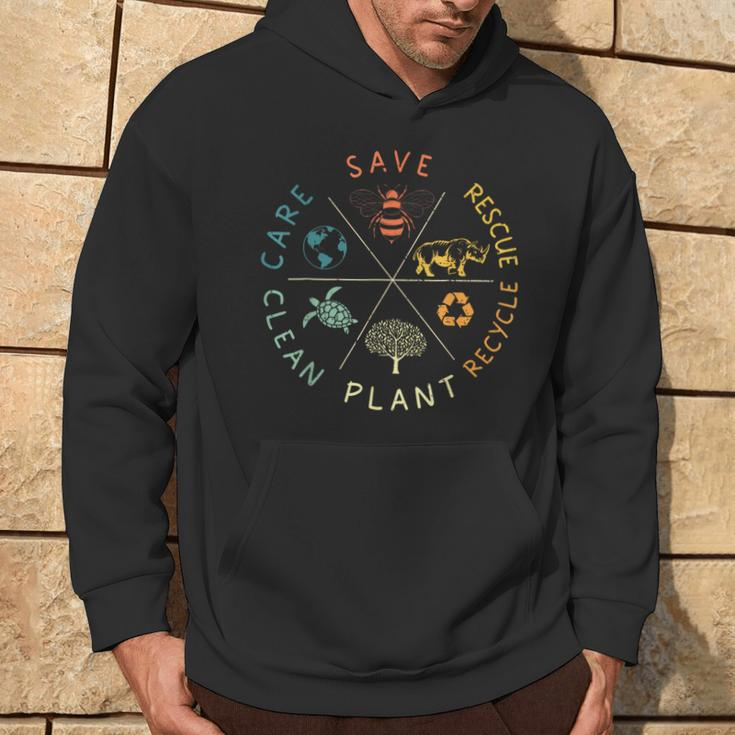 Save Bees Rescue Animals Recycle Plastic Earth Day Vintage Hoodie Lifestyle