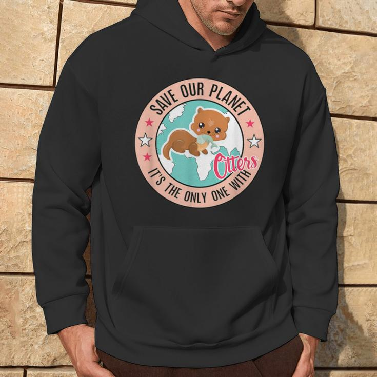 Save Our Planet Otter Baby With Fish Otter Hoodie Lifestyle