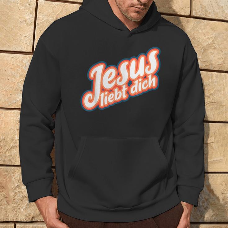 Schwarzes Hoodie mit 'Jesus liebt dich' Aufdruck, Christliche Mode Lebensstil