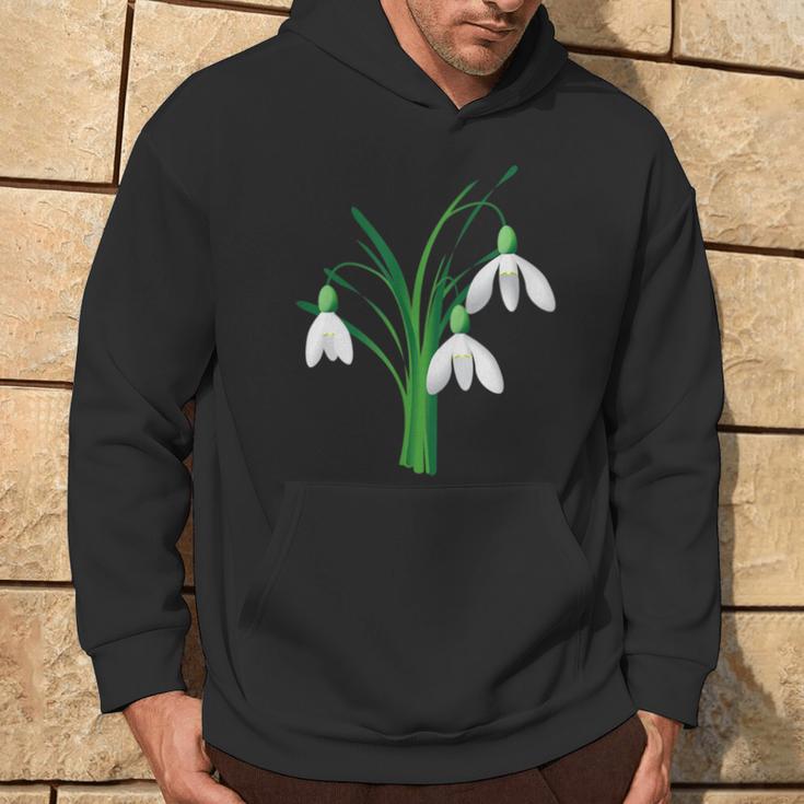 Schwarzes Hoodie mit Schneeglöckchen-Design, Frühlingsmode Lebensstil