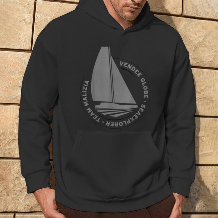 Schwarzes Hoodie mit Segelboot-Design, Vendee Globe Herausforderung Lebensstil