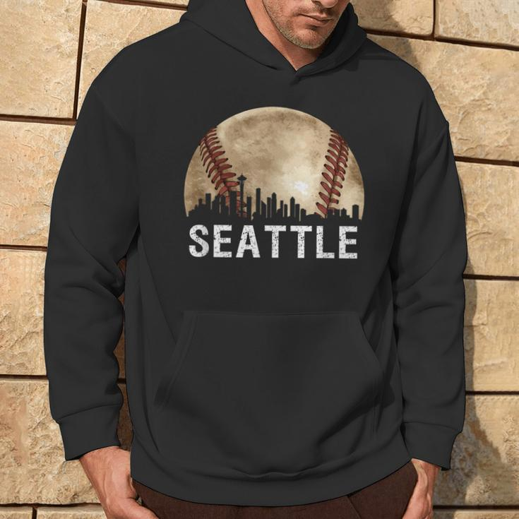 Seattle Skyline City Vintage Baseball Lover Hoodie Lifestyle