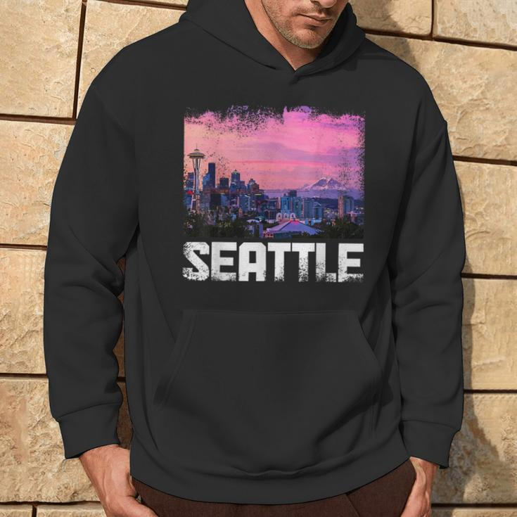 Seattle Washington Skyline Pnw Vintage Pride Hoodie Lifestyle