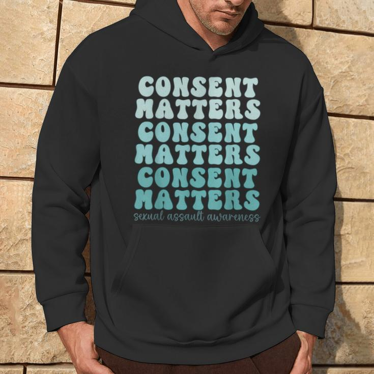Sexual Assault Awareness Month Consent Matters Teal Ribbon Hoodie Lifestyle