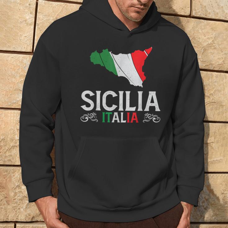 Sicilia Italia Sicilia Souvenir Silhouette Sicilia Kapuzenpullover Lebensstil