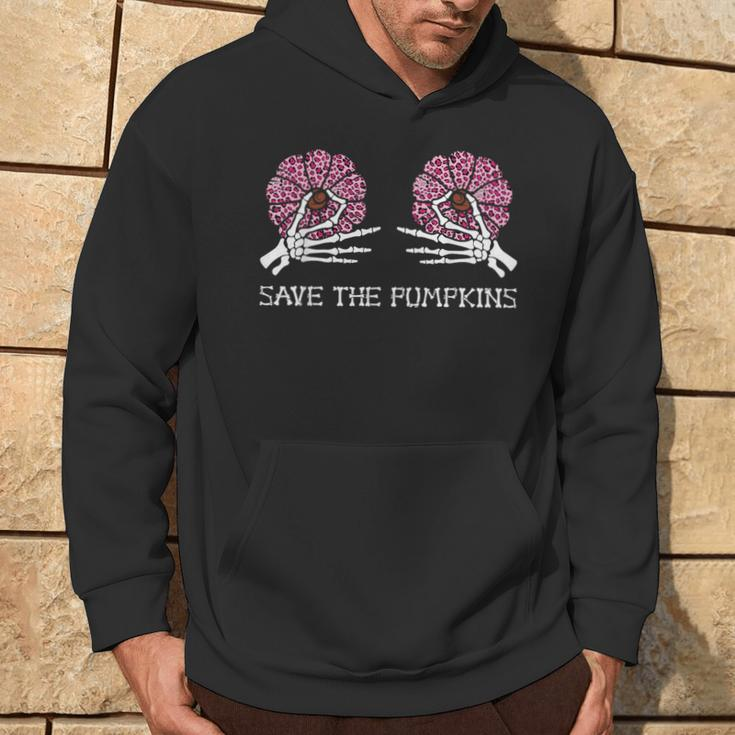 Skeleton Hand Boobs Breast Cancer Save The Pumpkins Leopard Hoodie Lifestyle