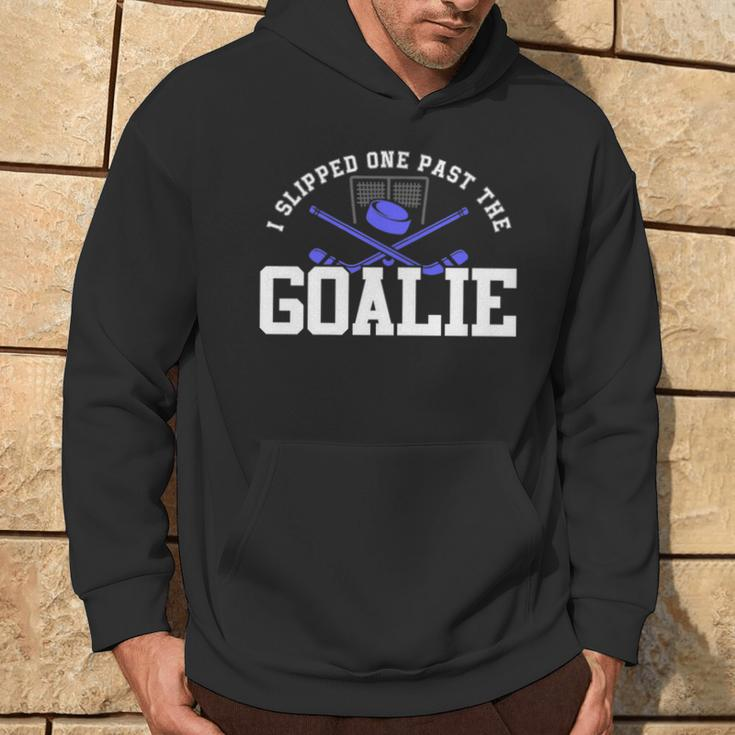 I Slipped One Past The Goalie Hockey Dad Pregnancy Reveal Hoodie Lifestyle