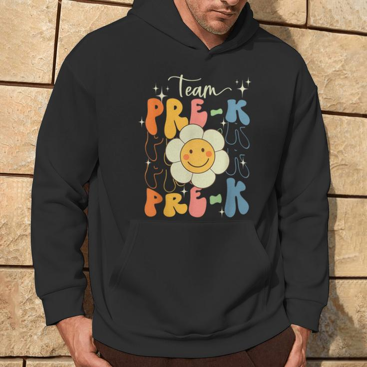 Smile Face First Day Of Team Prek Back To School Groovy Hoodie Lifestyle