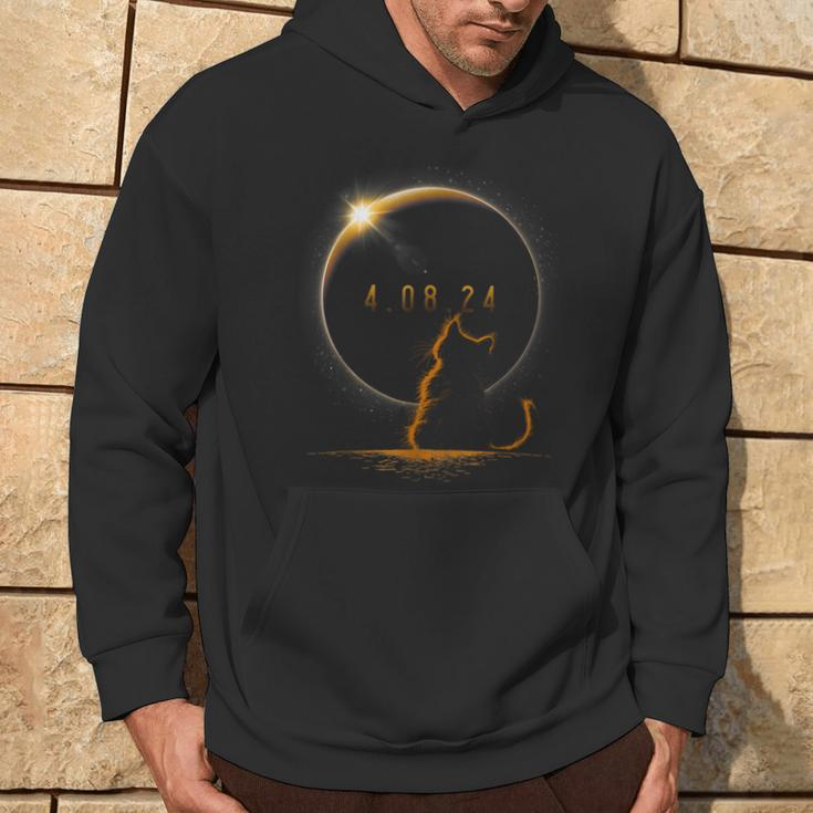 Solar Cat Eclipse View Totality April 8 2024 Astronomy Cat Hoodie Lifestyle