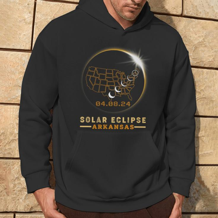 Solar Eclipse 2024 America Totality Total Arkansas Usa Map Hoodie Lifestyle