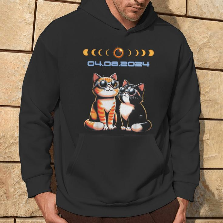 Solar Eclipse 2024 Cats Wearing Solar Eclipse Glasses Hoodie Lifestyle