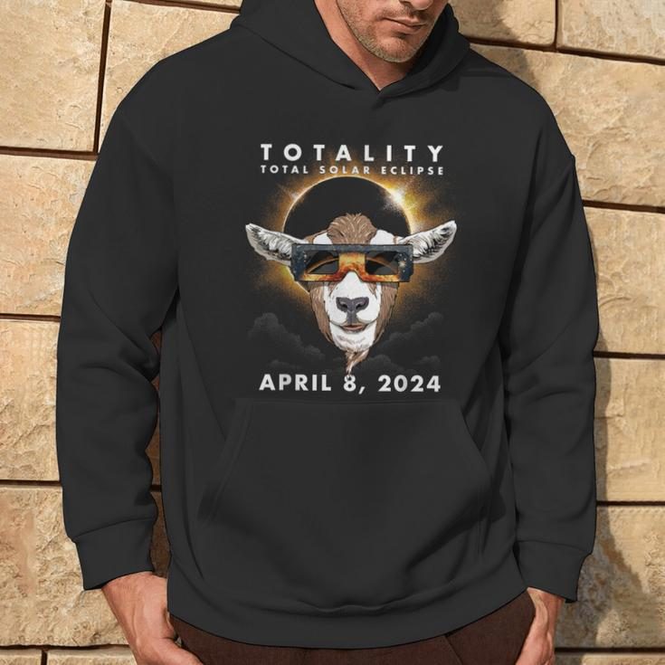 Solar Eclipse 2024 Goat Wearing Eclipse Glasses Hoodie Lifestyle