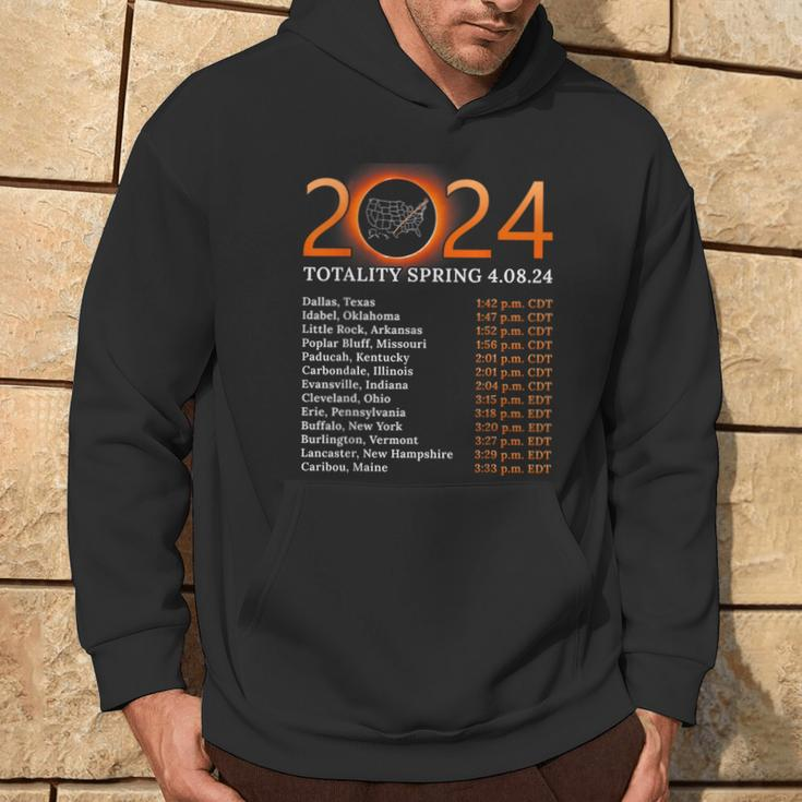 Solar Eclipse 2024 Party America Totality Total Usa Map Hoodie Lifestyle