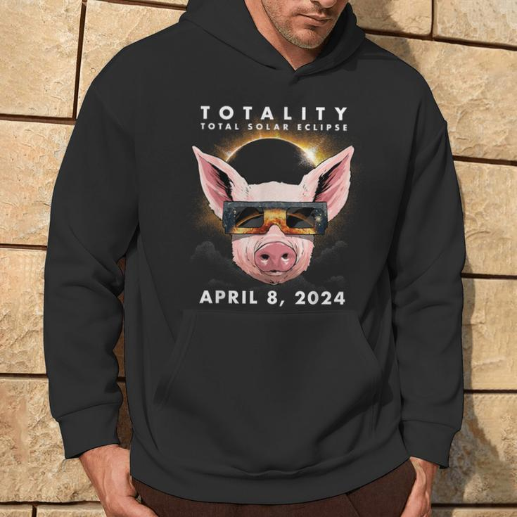 Solar Eclipse 2024 Pig Wearing Eclipse Glasses Hoodie Lifestyle