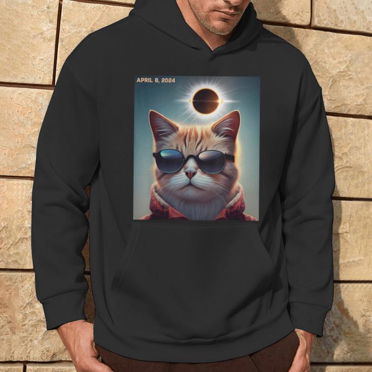 Solar Eclipse Cat 2024 April 8 Solar Eclipse Glasses Hoodie Lifestyle