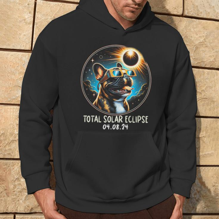 Solar Eclipse French Bulldog Wearing Glasses April 8 2024 Hoodie Lifestyle
