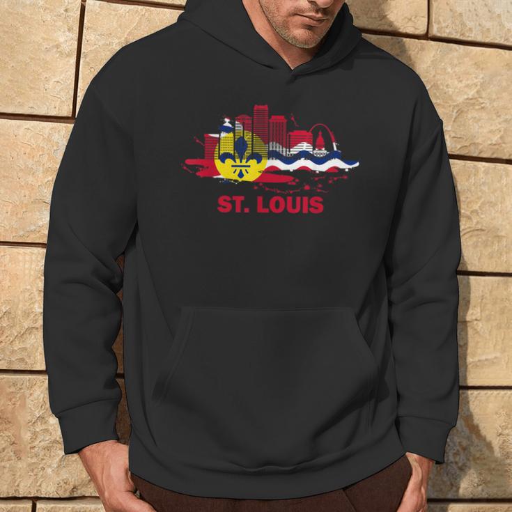 St Louis City Flag Downtown Skyline St Louis Skyline Hoodie Lifestyle