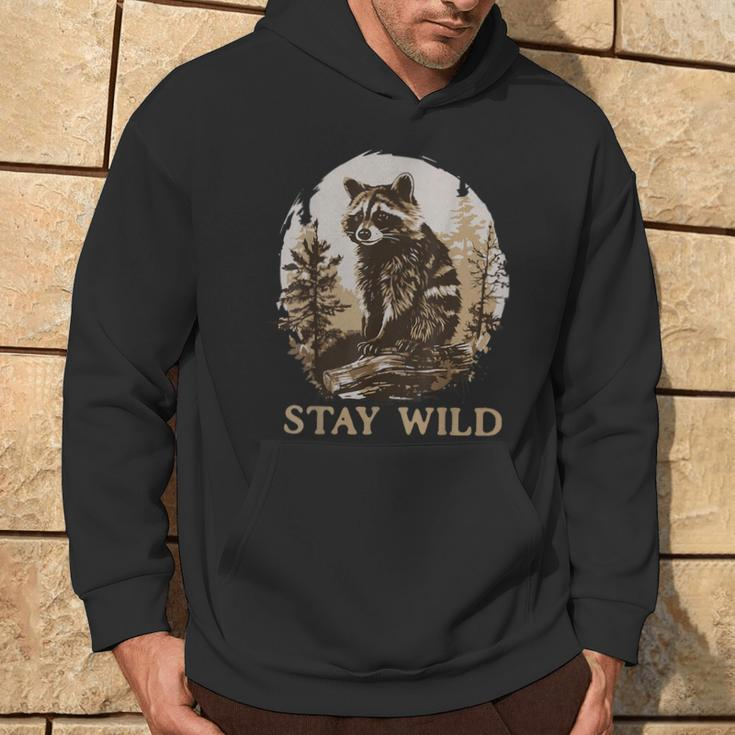 Stay Wild Cottagecore Aesthetic Raccoon Lover Vintage Racoon Hoodie Lifestyle