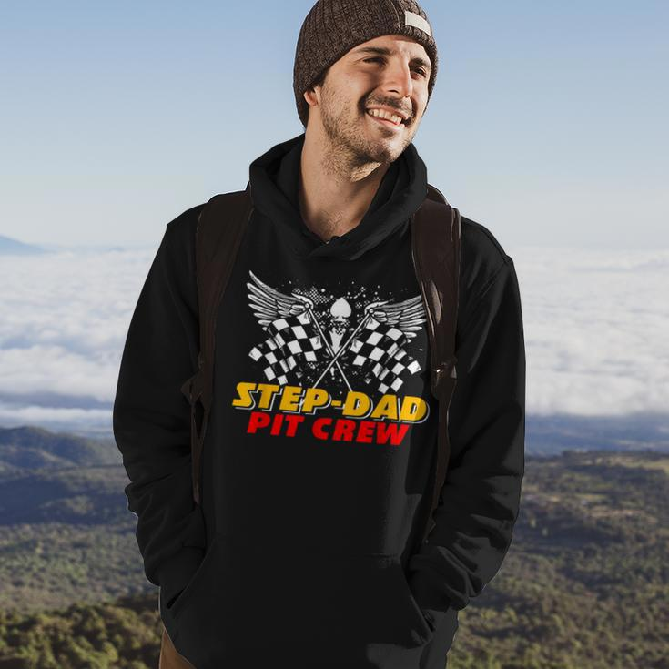 Step-Dad Pit Crew Race Car Birthday Party Matching Family Hoodie Lifestyle