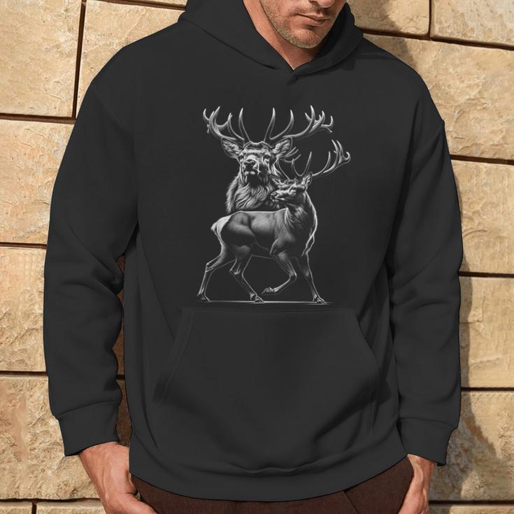 Stolzer Hirsch Als Portrait In Artistic Drawing Style Hoodie Lebensstil