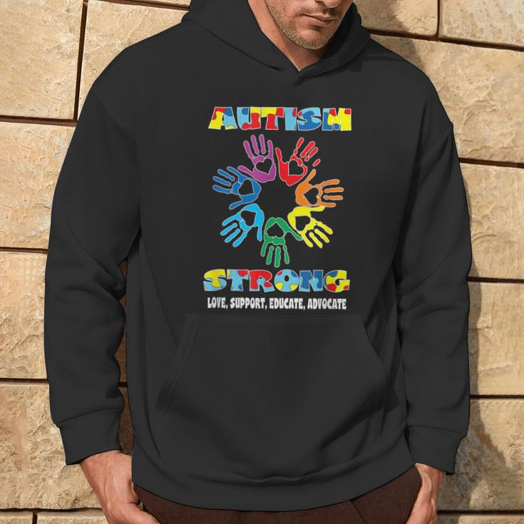 Strong Love Support Advocate Puzzle Ribbon Cool Autism Hoodie Lifestyle