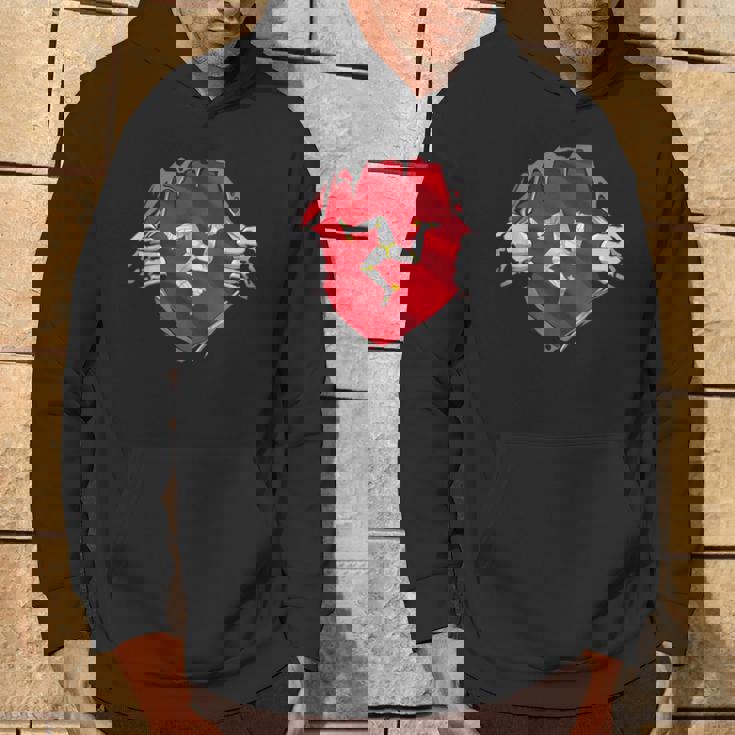 Super Manx Heritage Proud Isle Of Man Roots Flag Hoodie Lebensstil