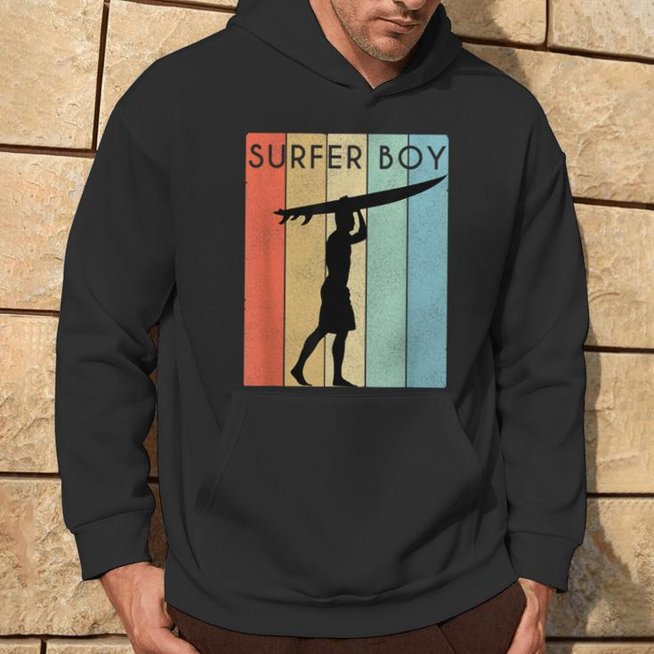 Surfer Boy Surf Illustration Surf Boy Throwback Hoodie Lifestyle