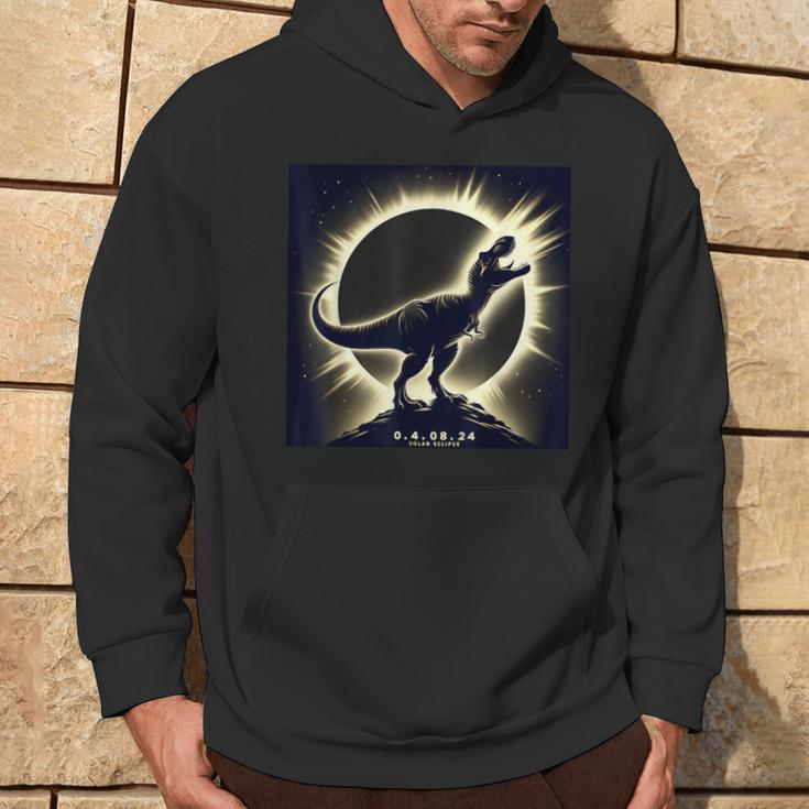 T-Rex Solar Eclipse 2024 Dinosaur April 8 2024 Total Eclipse Hoodie Lifestyle