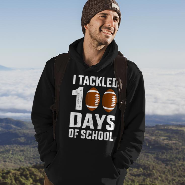 I Tackled 100 Days School 100Th Day Football Student Teacher Hoodie Lifestyle