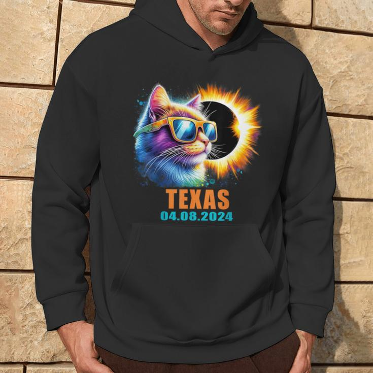 Texas Total Solar Eclipse 2024 Cat Solar Eclipse Glasses Hoodie Lifestyle