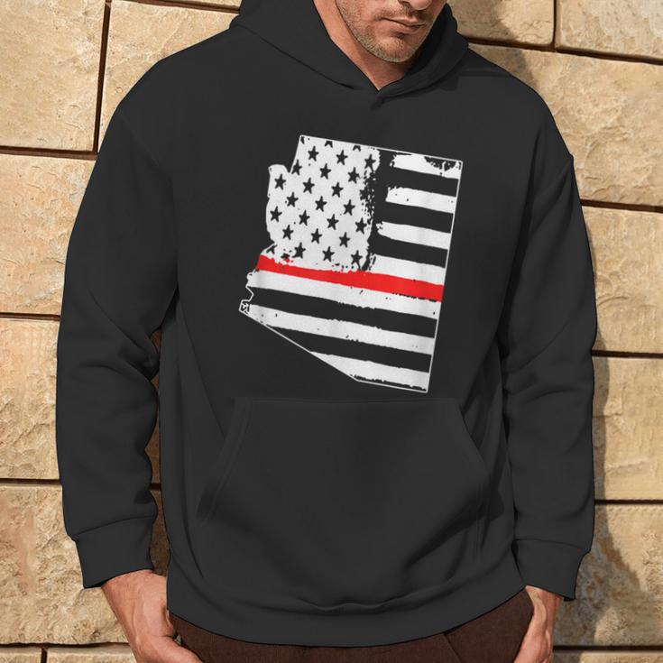 Thin Red Line Firefighter Flag Phoenix Arizona RED Hoodie Lifestyle