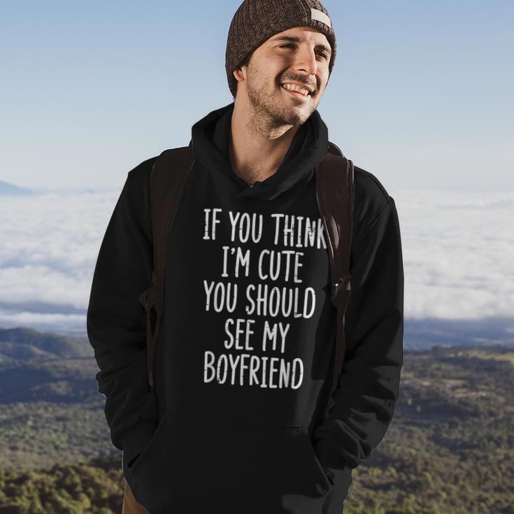 Think Im Cute See My Boyfriend Saying Girlfriend Women Hoodie Lifestyle